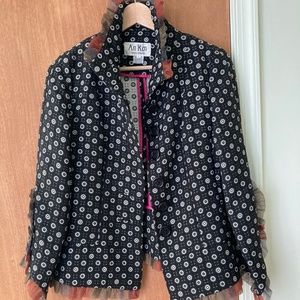 An Ren Black and White Patterned Blazer